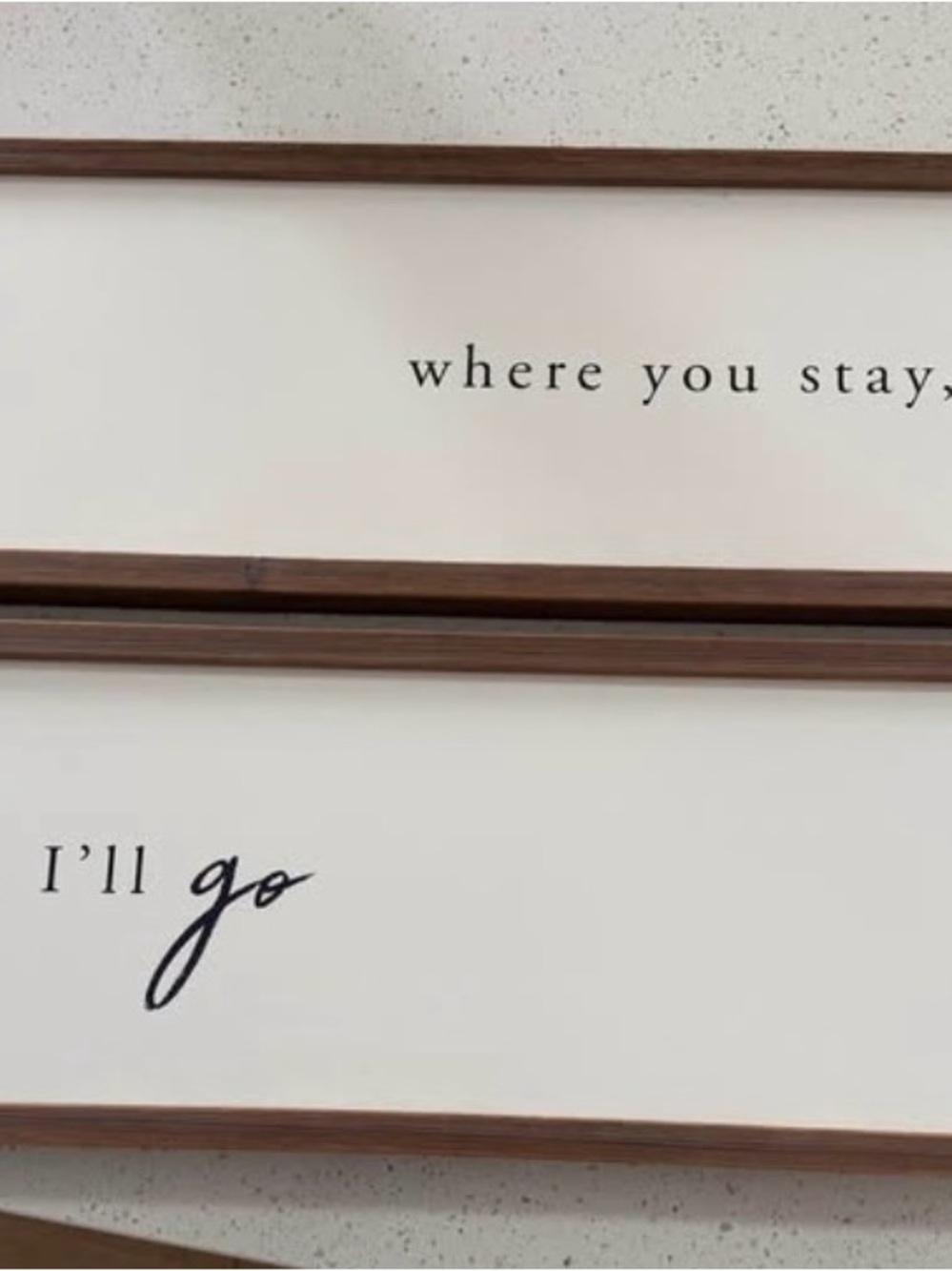 Framed Wooden Wall Signs with Script Text - White & Brown